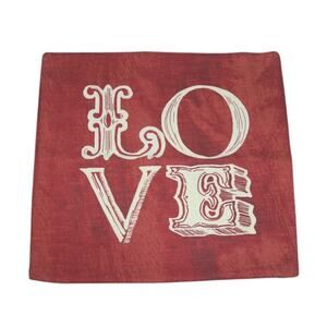 Pottery Barn Red LOVE Cotton Pillow Cover Valentine's Day 18”x18” Holiday